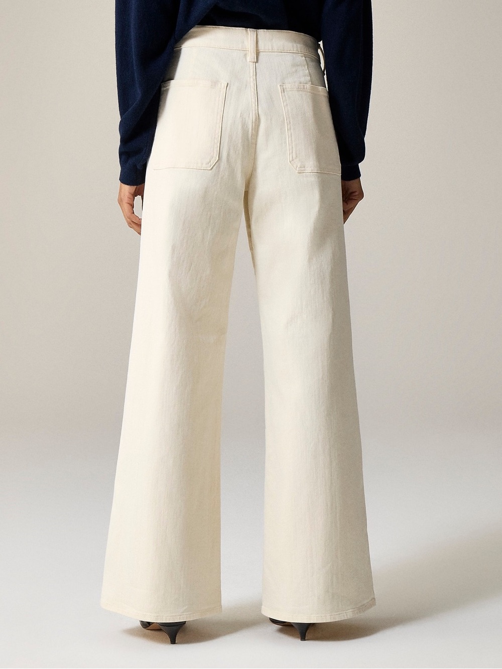 NWT J.Crew Camp Pocket Wide Leg Pants Ecru Cream Denim 29 - Picture 2 of 14